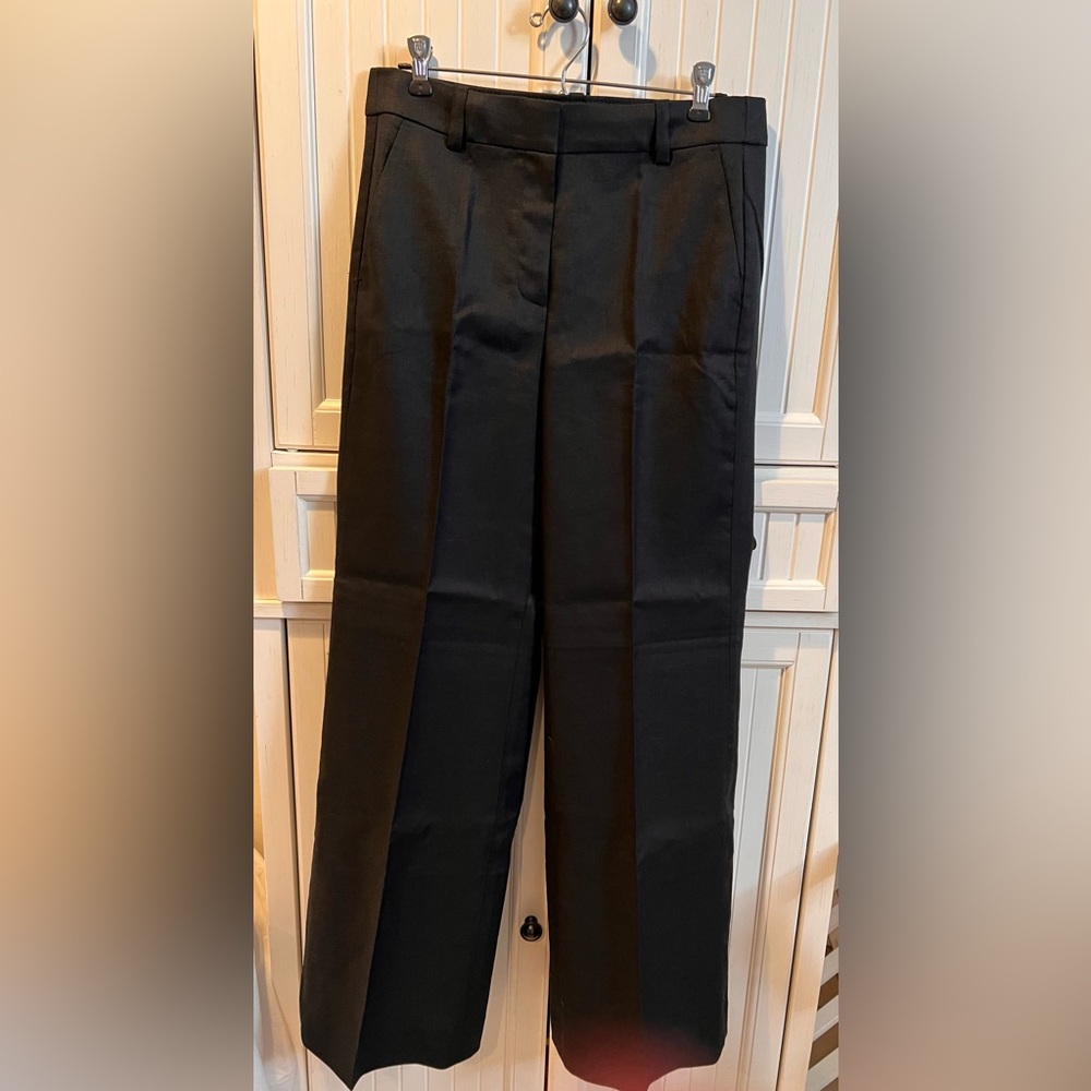 J. Crew Black Tailored Wide Leg Linen Pants. NWT